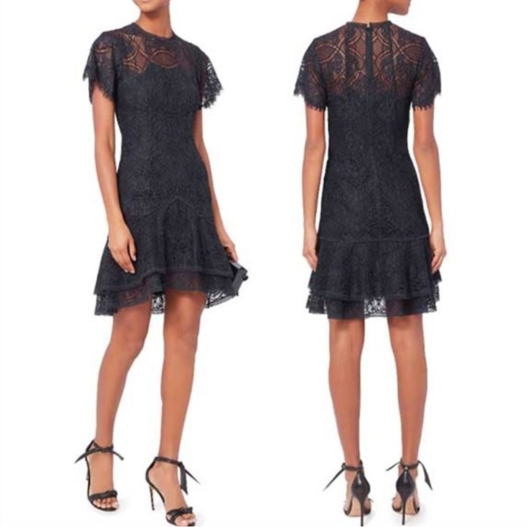 Jonathan Simkhai Flutter Lace Mini Dress in Navy Blue 6 - Picture 1 of 13